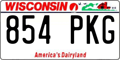WI license plate 854PKG