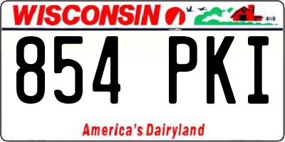 WI license plate 854PKI