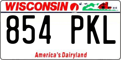 WI license plate 854PKL