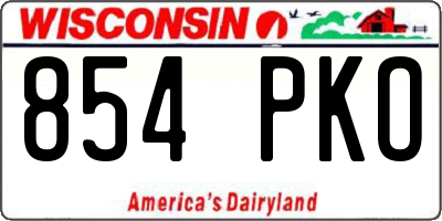 WI license plate 854PKO