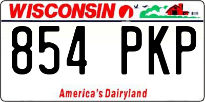 WI license plate 854PKP