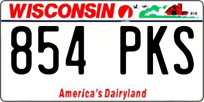 WI license plate 854PKS