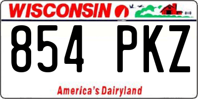 WI license plate 854PKZ