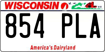 WI license plate 854PLA