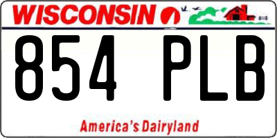 WI license plate 854PLB