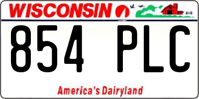 WI license plate 854PLC