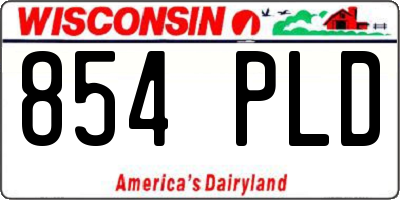 WI license plate 854PLD