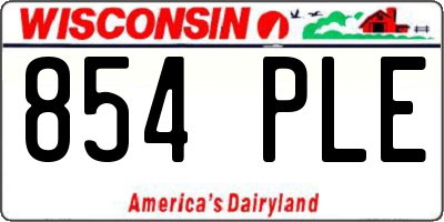 WI license plate 854PLE