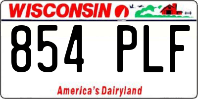 WI license plate 854PLF