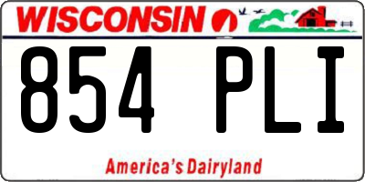 WI license plate 854PLI