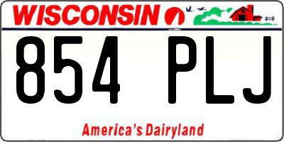 WI license plate 854PLJ