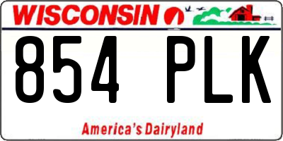 WI license plate 854PLK