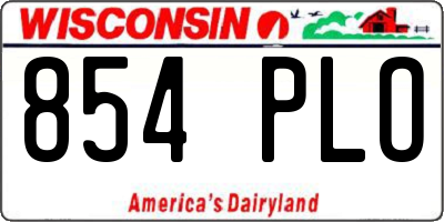 WI license plate 854PLO