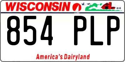 WI license plate 854PLP