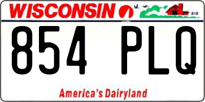 WI license plate 854PLQ