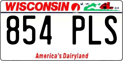 WI license plate 854PLS