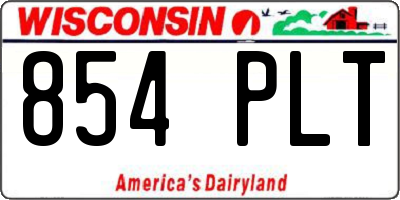 WI license plate 854PLT