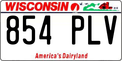 WI license plate 854PLV
