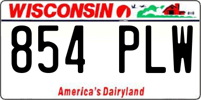 WI license plate 854PLW