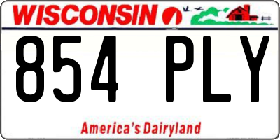 WI license plate 854PLY