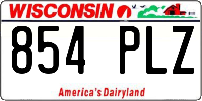 WI license plate 854PLZ