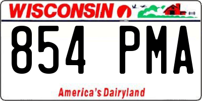 WI license plate 854PMA