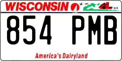 WI license plate 854PMB