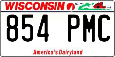 WI license plate 854PMC