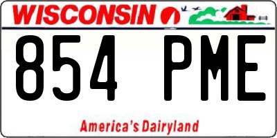WI license plate 854PME