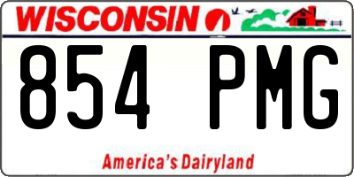 WI license plate 854PMG