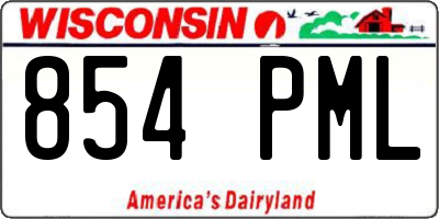 WI license plate 854PML