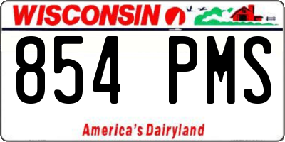 WI license plate 854PMS