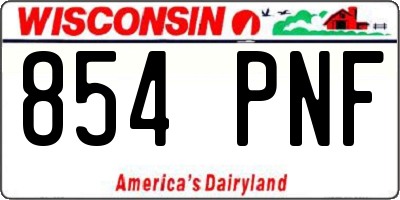 WI license plate 854PNF