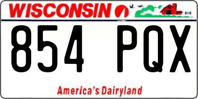 WI license plate 854PQX