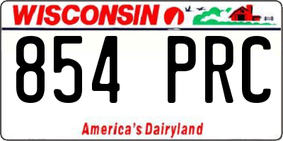 WI license plate 854PRC