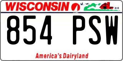 WI license plate 854PSW