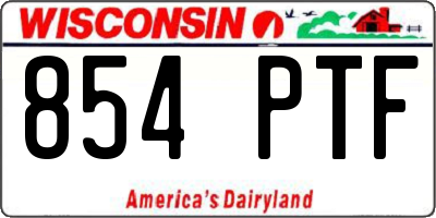 WI license plate 854PTF