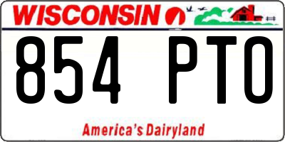 WI license plate 854PTO