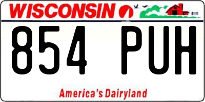 WI license plate 854PUH