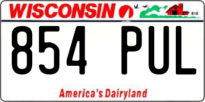 WI license plate 854PUL