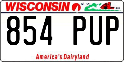 WI license plate 854PUP