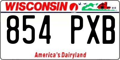 WI license plate 854PXB