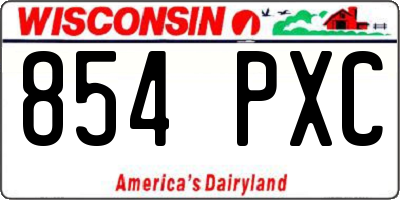 WI license plate 854PXC
