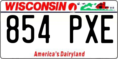 WI license plate 854PXE