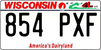 WI license plate 854PXF