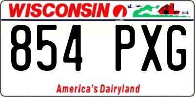 WI license plate 854PXG