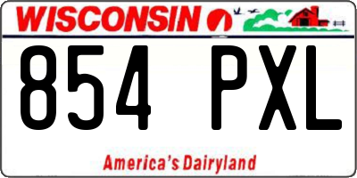 WI license plate 854PXL