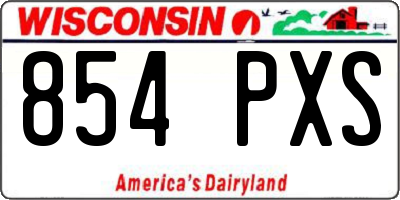 WI license plate 854PXS
