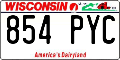 WI license plate 854PYC