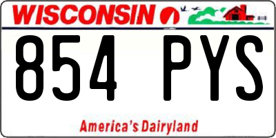 WI license plate 854PYS